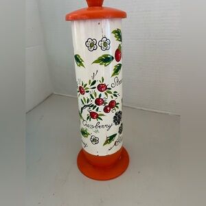 Vintage Lego Floral Straw Holder with Orange Base